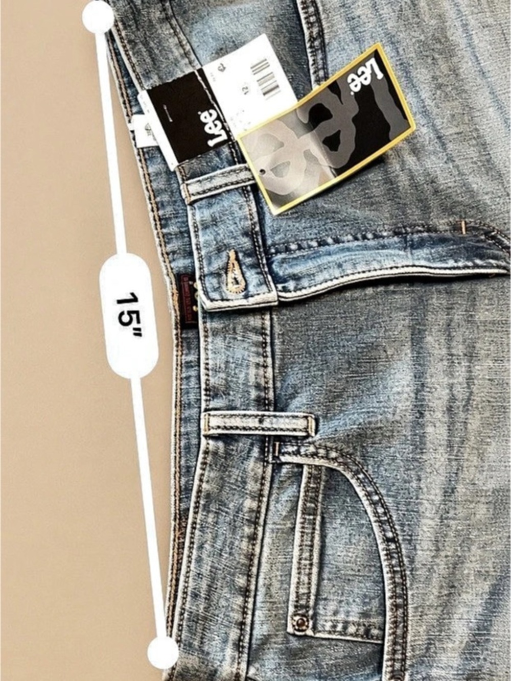 Lee The Scroll Jean Shorts in Blue Size 12 NWT - Picture 2 of 9